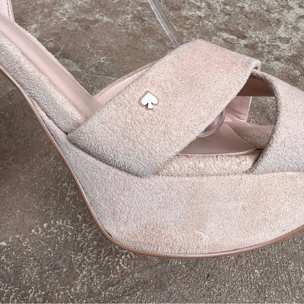 KATE SPADE Delia Platform Sandal Nude Suede  Sz 8.5